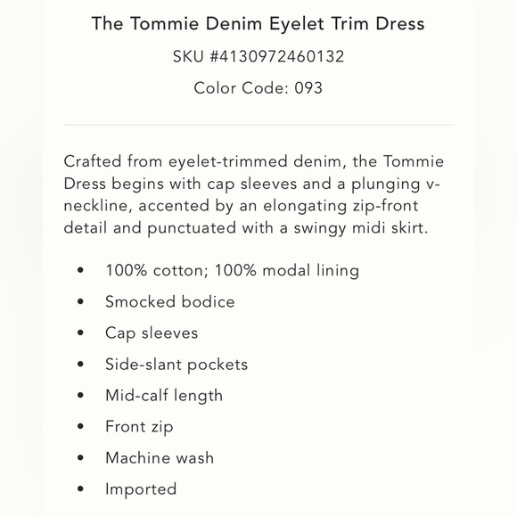 Anthropologie The Tommie Denim Eyelet Trim Dress Size Small NWT - Picture 5 of 16